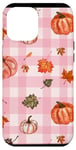 Coque pour iPhone 12 Pro Max Rose Vintage Carreaux Feuilles Automne Citrouille Épices Récolte