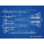 SR-71 Blackbird Habu US Aircraft Spy Plane Blueprint Plan Unframed Wall Art Print Poster Home Decor Premium Avion Bleu Mur Affiche Accueil Déco
