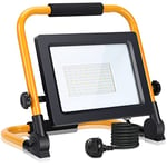 Work Light, Aigostar 50W Job Site Light 4500LM, Folding Floodlight with 5.9ft Cord Plug, IP65 Waterproof LED Work Light, 6500K Cool White Portable Work Light, Flood Lights Outdoor Job Lamp for Garden