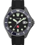 Timex Men's Deep Water Automatic 44 mm Watch - Black Synthetic Rubber Two-Piece Quick Release Strap Black Dial Gunmetal Case TW2W21100