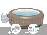 Kit spa gonflable Bestway Lay-Z-Spa Palm Springs rond Airjet 4/6 places + Kit traitement brome + 2 appuie-têtes