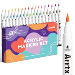 Arrtx Stylos de peinture acrylique - Marqueurs acryliques 36D couleurs pour peinture sur roche, stylo acrylique à pointe pinceau, peinture sur tissu, fournitures d'art pour pierre, verre, œuf, bois