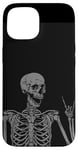 iPhone 15 Cool Skeleton Rock Roll Music Sign Black Phone Cover Case