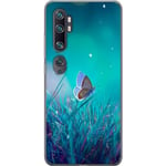 Xiaomi Mi Note 10 Transparent Mobilskal Blå fjäril