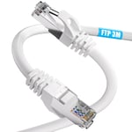 Cable Ethernet 3m, Cat 6 Cable RJ45 3m FTP Blindé Câble Réseau Gigabit Cable Internet 3m Haute Vitesse, Cat6 Cable LAN 3m 1000Mbps 250MHz 23AWG Imperméable Câble Patch pour PS4/5 Modem Router