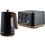 Salter Kettle & 4-Slice Toaster Set 1.7 L Fast Boil Wide Toasting Slots Black