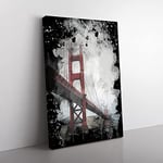 Big Box Art Golden Gate Bridge San Francisco Coal Black Canvas Wall Art Print Ready to Hang Picture, 76 x 50 cm (30 x 20 Inch), Multi-Coloured