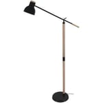 Lampadaires Tosel  lampadaire liseuse articulé bois naturel et noir