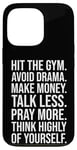 Coque pour iPhone 13 Pro Gym, argent, prière - Hustle, Success, Grind, Motivation