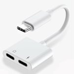 Dual 2in1 Audio And Charger Usb-c Type C Headphone Splitter Adapter For Android