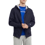 Champion Men's Powerblend Full-Zip Hoodie Warm Up or Track Jacket, Navy, Medium