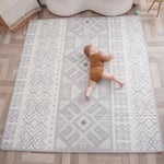 Tapis de Jeu pour Enfant Bebe 150x180x1cm Tapis de Sol XXL en Mousse Epais Pliable Reversible - Tapis d'éveil pour Bébé - Tapis de Motricité Favorisant Le Développement Sensoriel Cadeau bébé