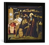 Kunst für Alle 'Image encadrée de Niccolo Antonio Cola ntonio St. Jerome Removing A Thorn from The Lion's Paw, en Impression dans Le Cadre de Haute qualité Photos Fait Main, 40 x 30 cm, Noir Mat