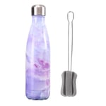 Insulated Water Bottle Stainless Steel Water Bottle Vacuum Water Bottle Waterbottles Leak Proof Cute Water Bottle Lightweight Water Bottle magicpurple,500ml