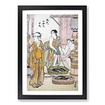 Big Box Art The Fish-Monger by Torii Kiyonaga Framed Wall Art Picture Print Ready to Hang, Black A2 (62 x 45 cm)