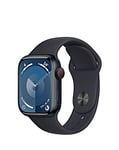 Apple Watch Series 9 Cellular 41mm Midnight Aluminium Case, Sport Band - M/L