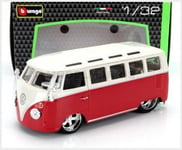 Burago Bu43048rw Volkswagen - T1 Samba Minibus Custom 1967 - Red White - 1/32