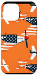 Coque pour iPhone 12 Pro Max Drapeau américain minimaliste orange tropical P-51 Mustang de la Seconde Guerre mondiale