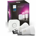 Philips Hue B22 Starter Kit  2 x Smart Bulb And Bridge Colour Ambiance 1100 Lume