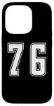 Coque pour iPhone 14 Pro Blanc Numéro 76 Équipe Junior Sports Uniforme Numéroté