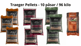 Traeger grills 10 säckar pellets från Traeger