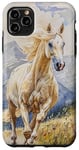 Coque pour iPhone 11 Pro Max Aquarelle Running Palamino Horse in Meadow