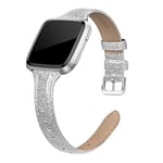 EDIMENS Genuine Leather Strap Compatible with Fitbit Versa 2 / Fitbit Versa Lite & SE/Fitbit Versa, Slim Thin Replacement Leather Strap for Versa Women Men, Black, Champagne, Rose Gold, Tan