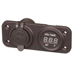 Usb Kontakt M/voltmeter Dobbel Rund 12v