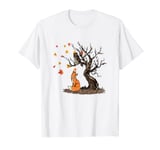 Fox And Owl On The Tree Animal Lover Autumn Leaves T-Shirt