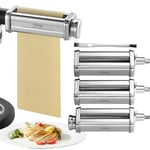 VEVOR Pasta Attachment for KitchenAid Stand Mixer, Stainless Steel Pasta Roller Cutter Set Including Pasta Sheet Roller, Spaghetti and Fettuccine Cutter, 8 Adjustable Thickness Knob Pasta Maker, 3Pcs