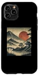 Coque pour iPhone 11 Pro Village japonais vintage jardin vue montagne paysage soleil