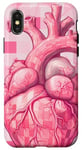 Coque pour iPhone X/XS Rose Pop Art Anatomique Coeur Carreaux