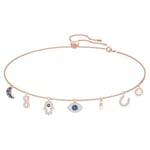 Swarovski Collier Swarovski Infinity, avec sept motifs symboliques en cristal Swarovski sur une chaîne réglable plaquée de ton or rosé, blanc