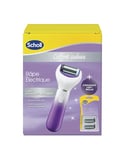 Scholl Coffret Râpe électrique 2 en 1 Exfoliante et Lissante pour éliminer les callosités et 2 Rouleaux de Remplacement 2 en 1