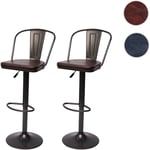 2x Tabouret de bar HWC-H10a, réglable en hauteur, pivotant, design industriel - vintage noir-gris