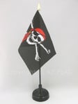 DRAPEAU DE TABLE PIRATE FOULARD ROUGE 15x10cm - PETIT DRAPEAUX DE BUREAU CORSAIR