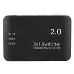 4K High Definition Multimedia Interface Switcher 3 Input 1 Output Splitter Adapter HD IR kaukosäädin ABS LED-ilmaisimella