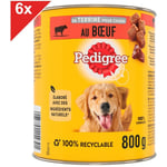 Pedigree - 6 Boîtes en terrine au boeuf et aux carottes pâtée pour chien 800g