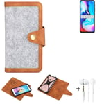 Felt Case + earphones for Motorola Moto E7 Plus Cover light grey