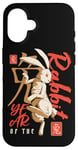 Coque pour iPhone 16 Année du lapin Zodiaque chinois Anime Art traditionnel