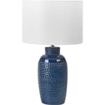 Lampe de Table en Céramique Bleu Marine avec Abat-Jour en Forme de Tambour Perlis