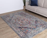 Asiatic Edits Tapis d'intérieur à Poils Ras - Style Vintage - Gris Terre - pour Salon, Chambre à Coucher, véranda, Couloir - Grande Surface - Facile à Nettoyer - Ne perd Pas Ses Poils - 120 x 170 cm