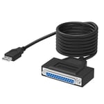 SABRENT Adaptateur de câble d'imprimante USB vers parallèle DB25 IEEE 1284, Câble USB vers imprimante à port parallèle, hexnut connectors (CB-1284)