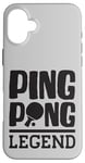 Coque pour iPhone 16 Plus Ping Pong Legend Tenue avec raquette de tennis de table