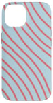 Coque pour iPhone 14 Fond bleu clair et motif lignes orange clair