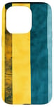 Coque pour iPhone 15 Pro Jaune Art Déco Rayé Vintage Michigan Bleu Maïs Rétro