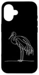 Coque pour iPhone 16 Line Art Grue de sable pour oiseaux et ornithologues