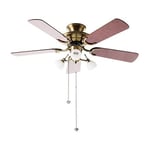 Fantasia Mayfair Ceiling Fan 42in Ant Br Dark Oak Light