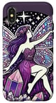 Coque pour iPhone X/XS Illustration de fée en cristal violet améthyste