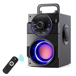 TAMPROAD Portable Bluetooth Speakers with Subwoofer Rich Bass Wireless Outdoor/Indoor Party Speakers Powerful Speaker Support Remote Control FM Radio for Phone Computer PC Home TV